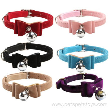 Pet Collar Adjustable Pu Leather Collars with Bell